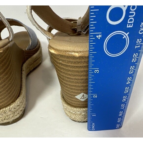 Sperry Top-Sider Fairwater Striped Wedge Sandal  Blue White Size 10 - Picture 4 of 8